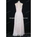 Long Chiffon Halter Bridesmaid Dress Sleeveless Pleats Party Dress Gown